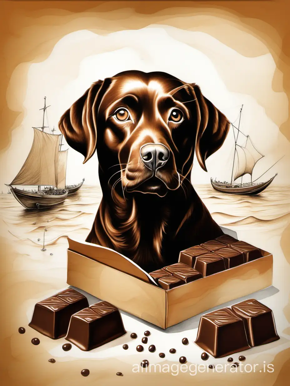 Draw a chocolate Labrador in Salvador Dali style 
