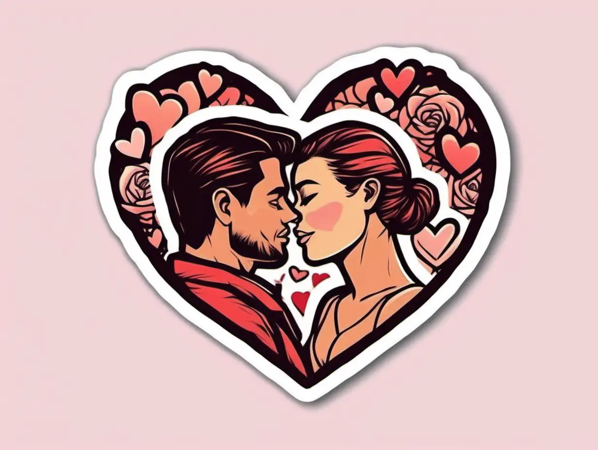 Sticker Romantic Couple In Lingerie