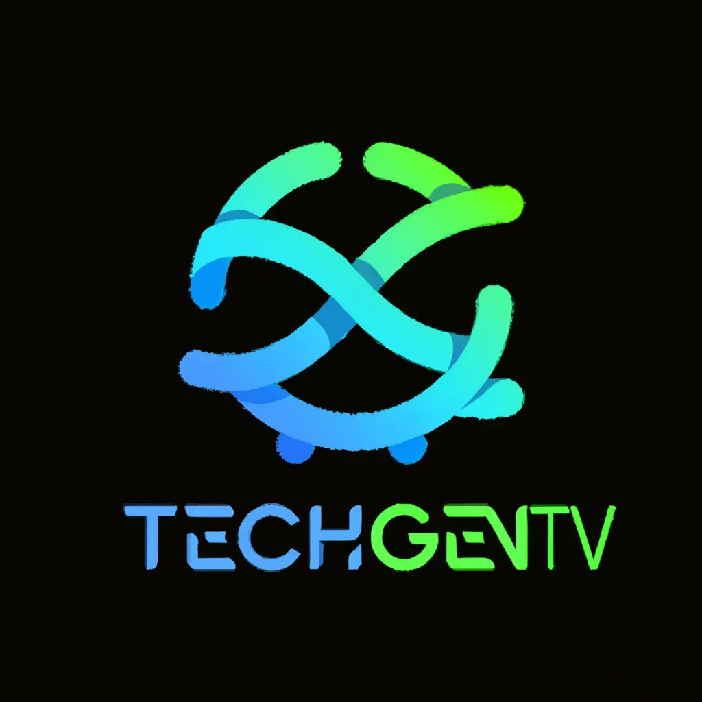 a logo design,with the text "TechGen tv", main symbol:Symbol: The circular design with interconnected lines represents technology, networks, and innovation. The "T" and "G" in the center stand for "TechGen" in a stylized and dynamic way.\ Color: The gradient of blue and green signifies technology, growth, and freshness. The transition from blue to green adds a sense of progression and innovation.\ Font: The "TechGen" text is in a modern and sleek font to convey professionalism and expertise in the tech industry. The "TV" text is bold and playful, representing the channel's entertainment aspect.,Moderate,be used in Technology industry,clear background