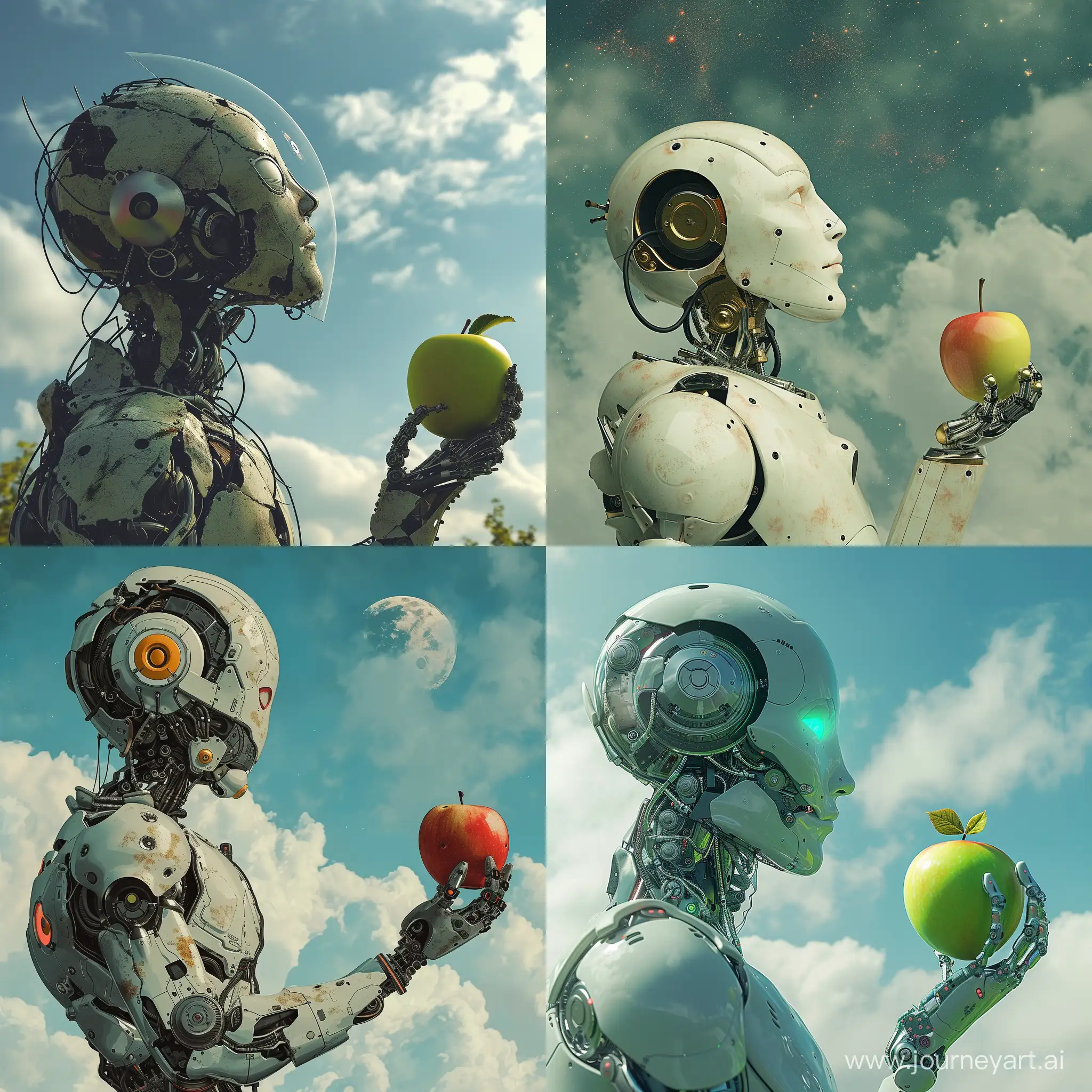 Cyborg-Gazing-at-the-Sky-with-an-Apple