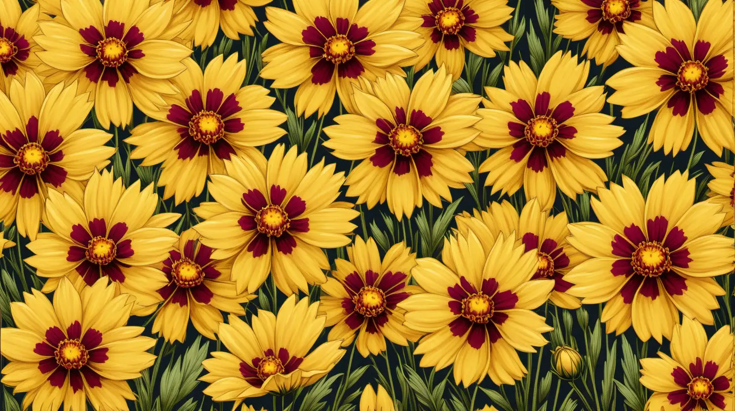 Cheerful Coreopsis Flower Pattern in Vibrant Colors