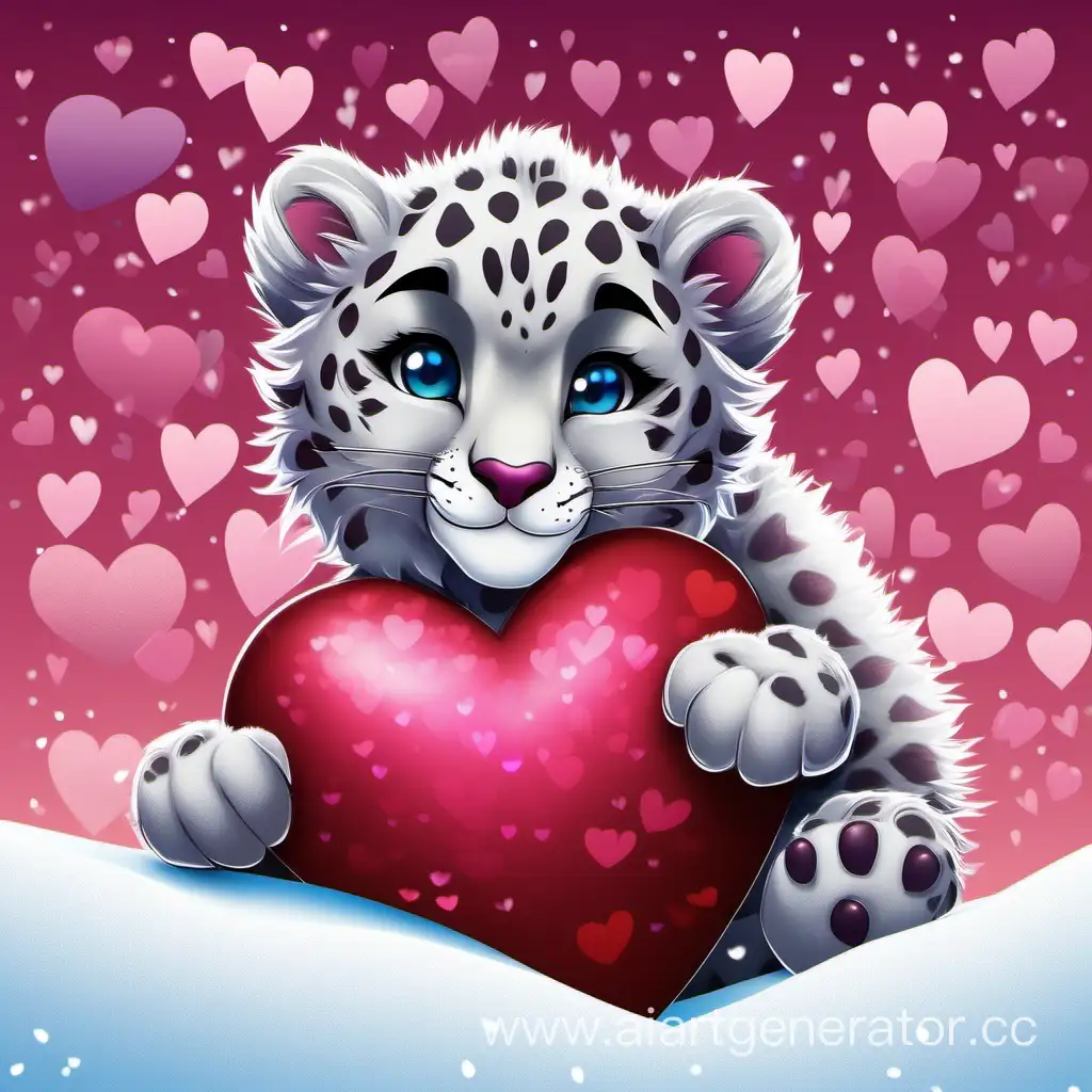 Snow leopard Valentine's Day