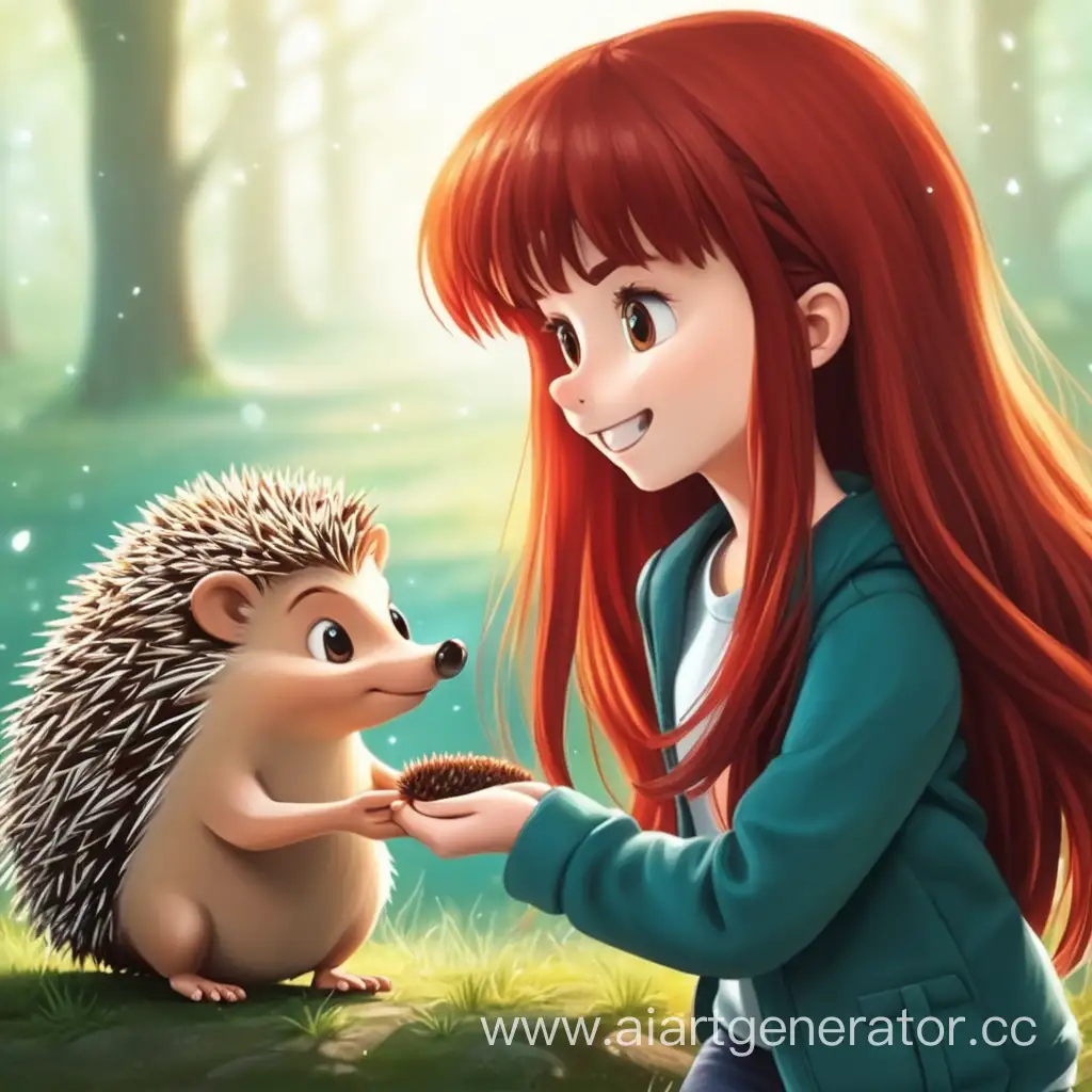 Curious-Hedgehog-Encounter-with-a-RedHaired-Girl