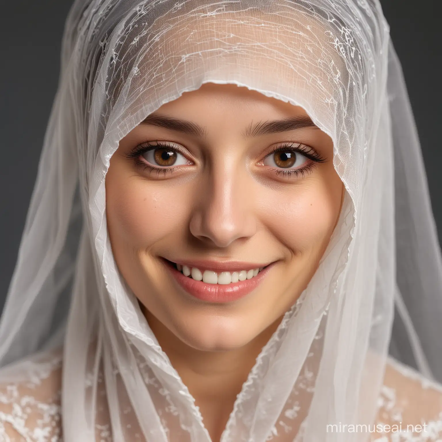 Portrait of a FairSkinned Veiled Woman with Strong Gaze