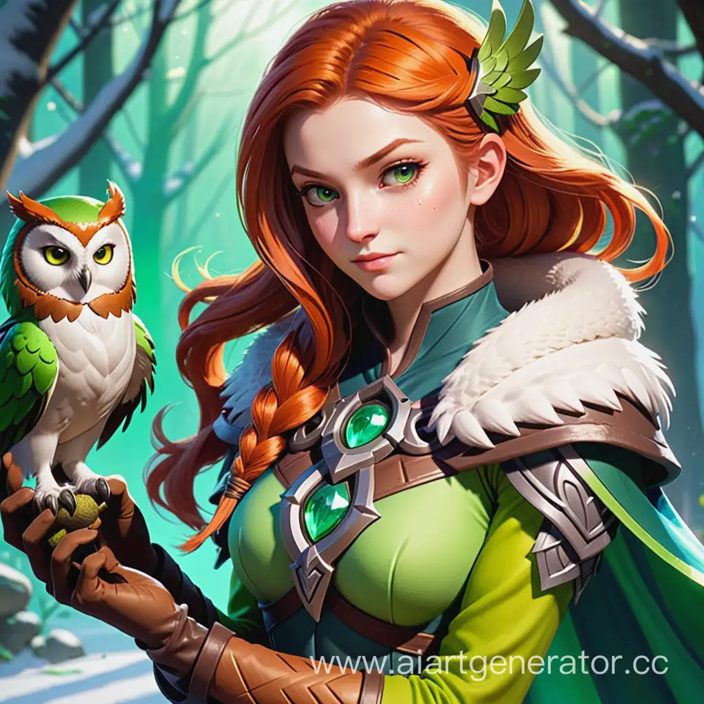 Windranger из дота 2 держит сову в руках