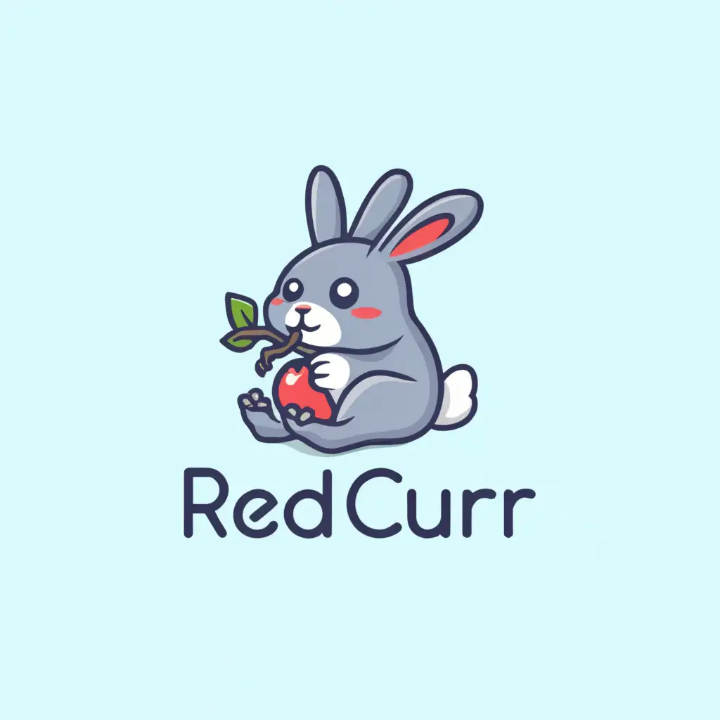 LOGO-Design-For-REDCURR-Playful-Rabbit-Holding-Red-Currant-on-Clean-Background