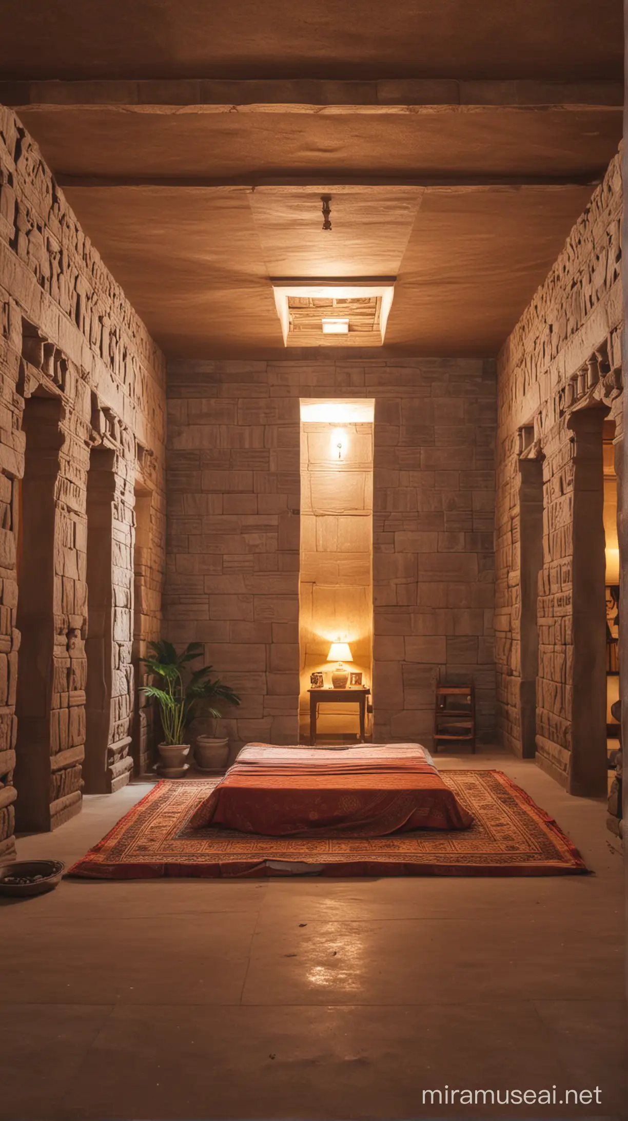 Sacred Temple Interior with Bedroom
