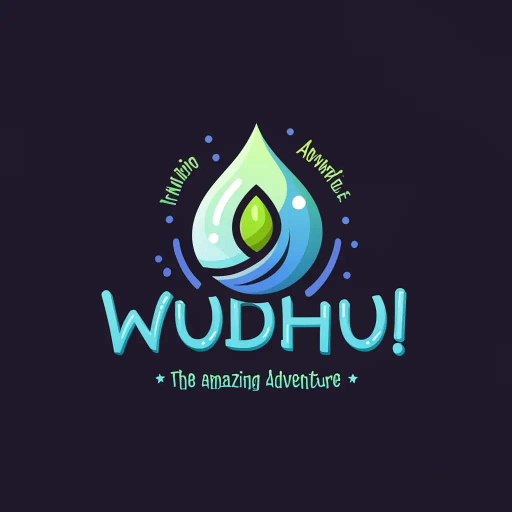 a logo design,with the text "The Amazing Adventure of Wudhu!", main symbol:water,Moderate,be used in Education industry,clear background
