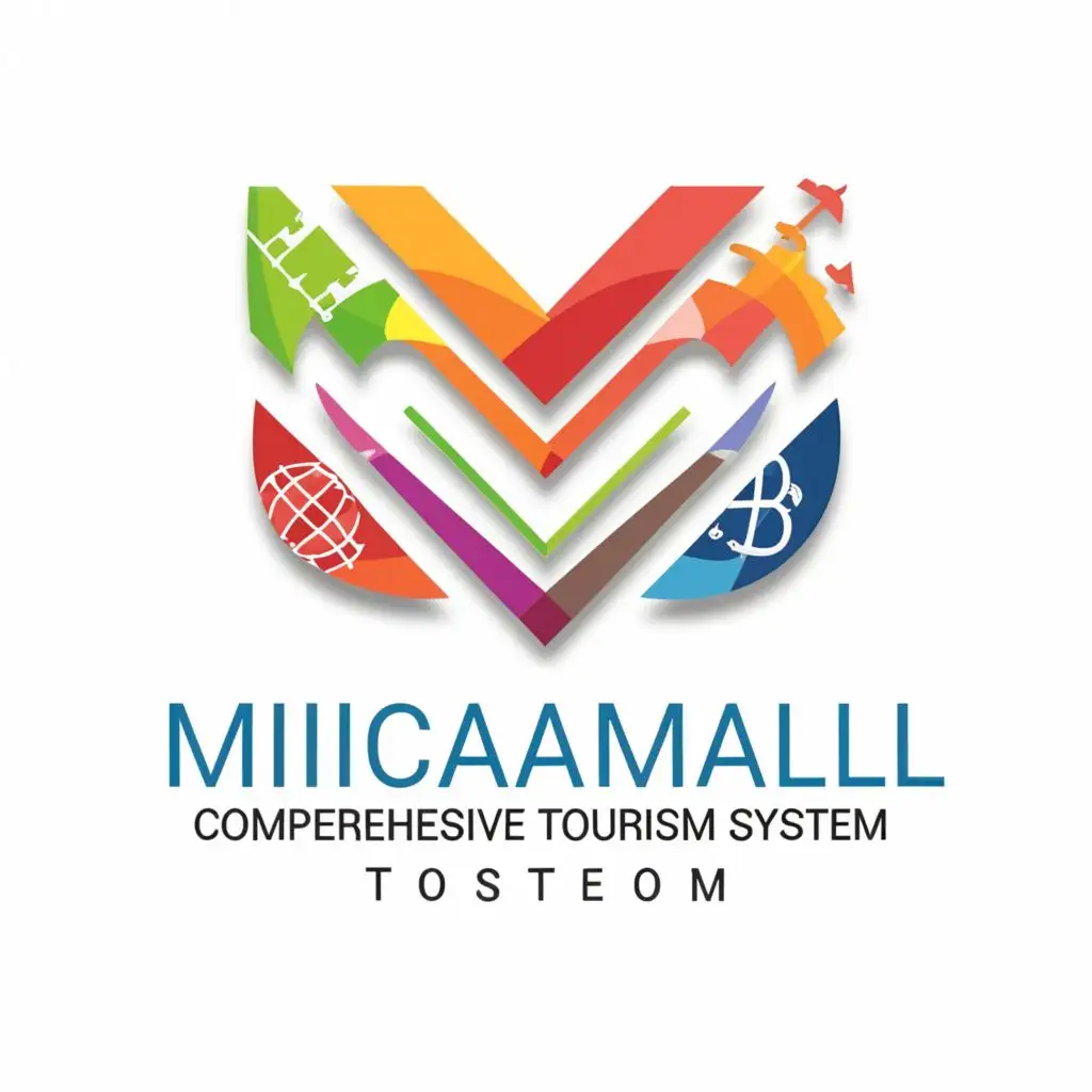 a logo design,with the text "Mica mall Comprehensive Tourism System", main symbol:M,complex,clear background