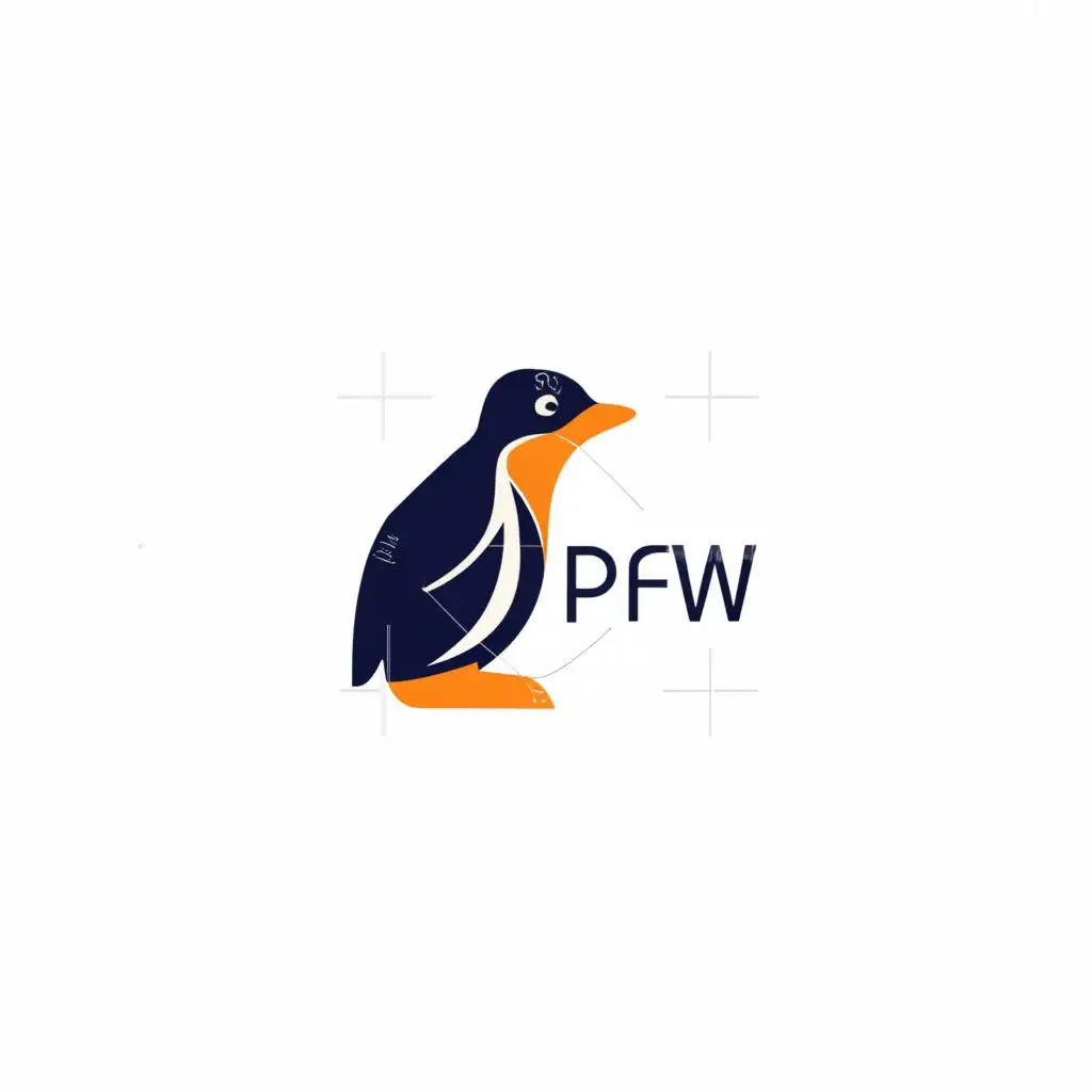 a logo design,with the text "pfw", main symbol:penguin,Moderate,be used in Internet industry,clear background