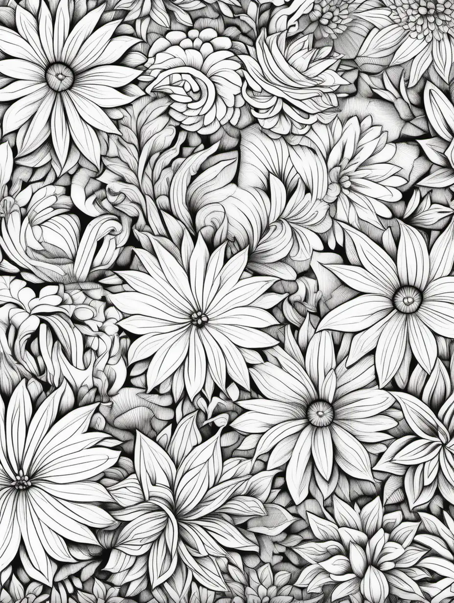 adult coloring page, floral, repeating  pattern, no shade