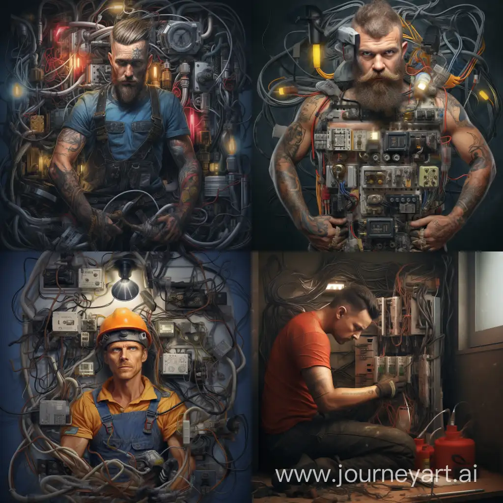 Professional-Electrician-with-Unique-Tattoos-HighContrast-Portrait
