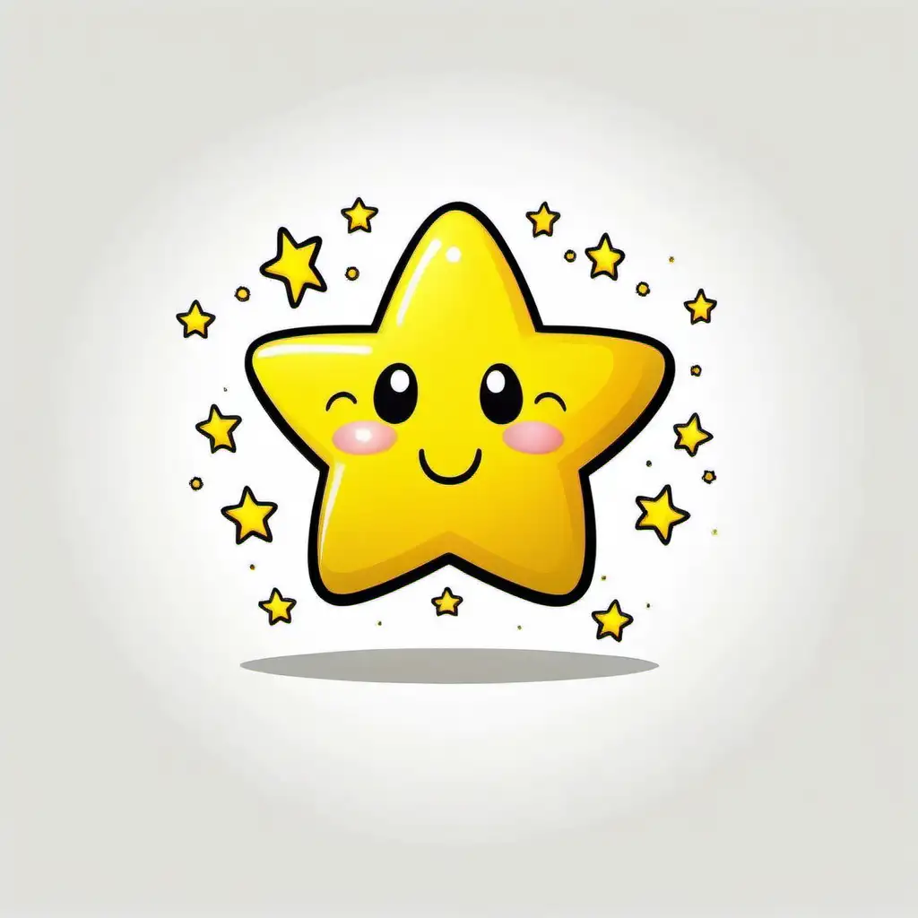 cute yellow happy star, white background, cartoon style