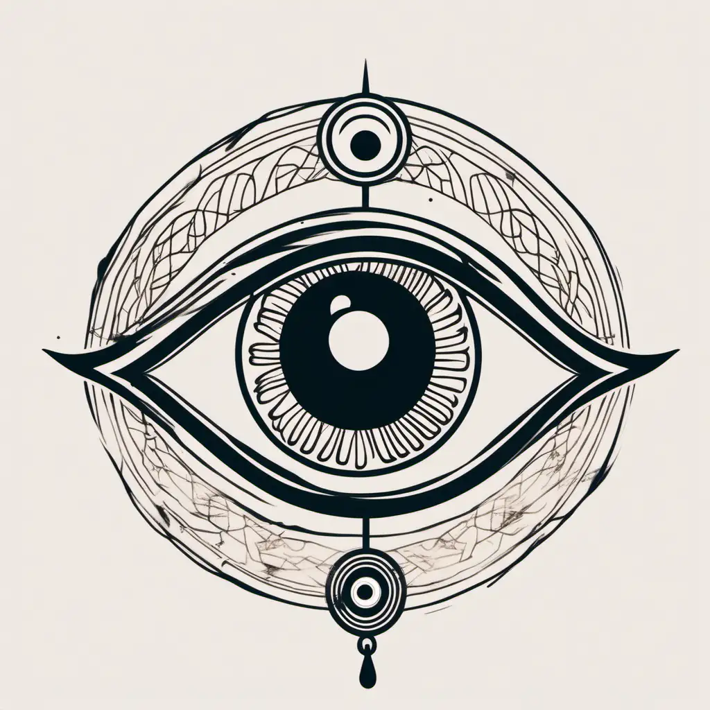 Japandi Style Evil Eye Illustration for Harmonious Protection