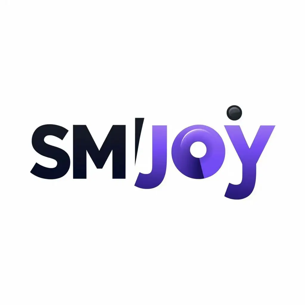 a logo design,with the text "sim joy", main symbol:a purple and black logo, SJ lettre cut to half, futuristic,Moderate,clear background