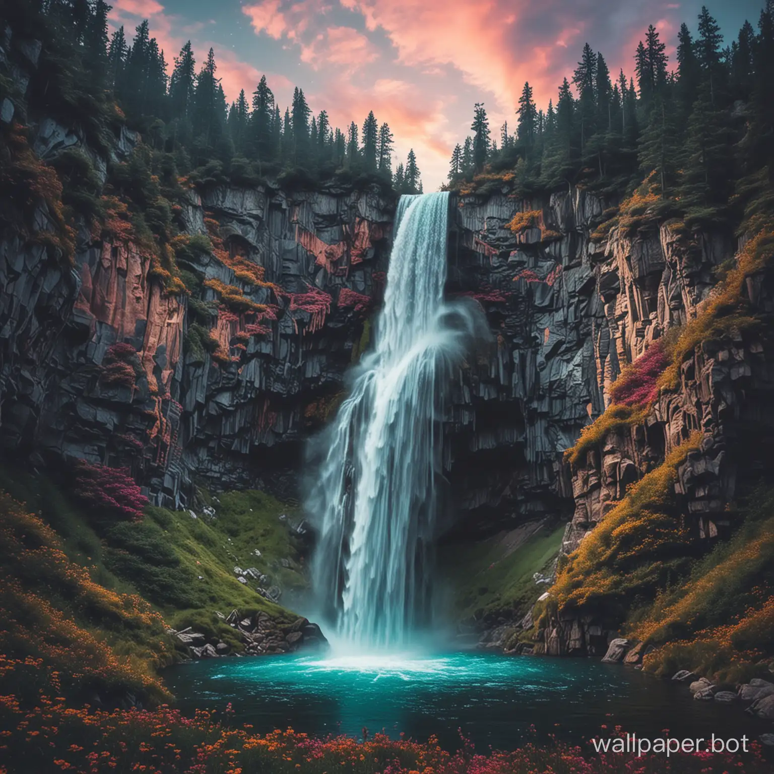 Surreal-Mountain-Waterfall-Cascading-Colors-and-Dreamlike-Flow