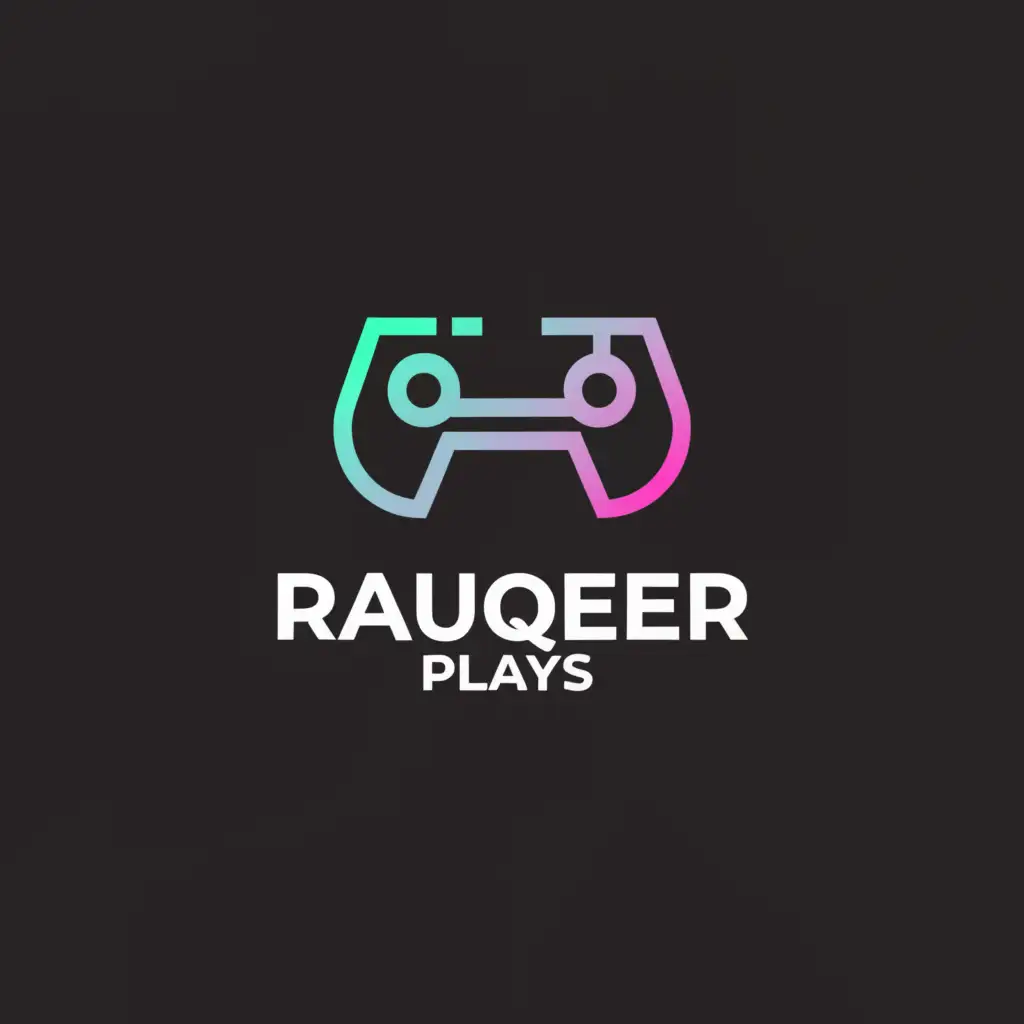 a logo design,with the text "Rauqeer plays", main symbol:like a attractive vibe,and gaming kind of alone ,Moderate,clear background