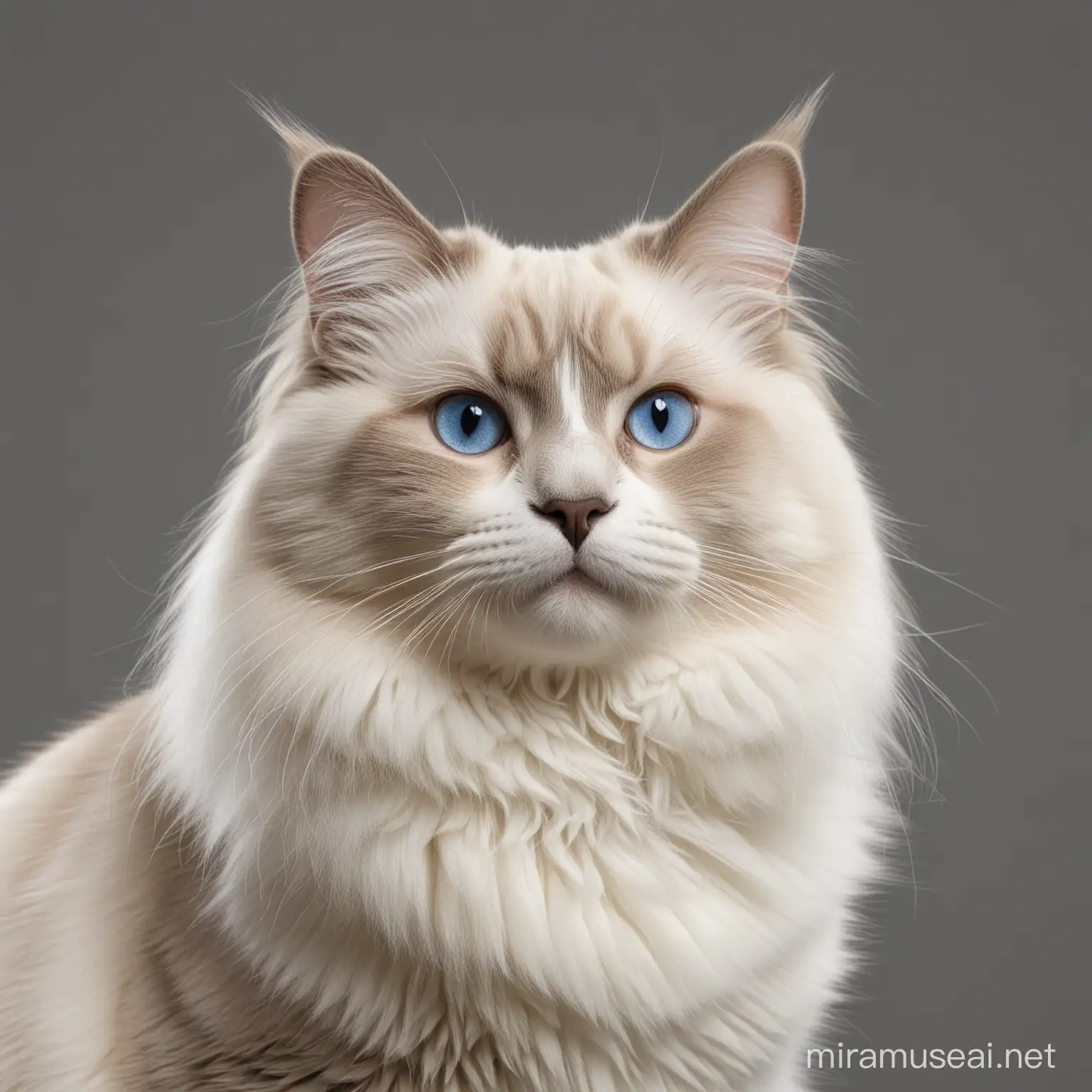 Ragdoll cat, photo taken in studio, cat shown in high detail on clear png file