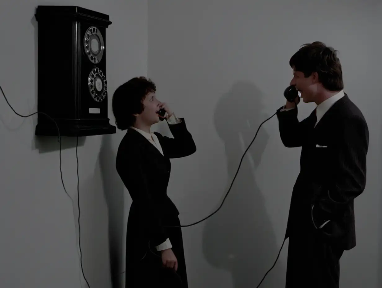 Two People Communicating with String Telephone