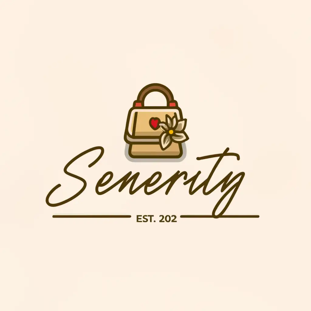 a logo design,with the text "Senerity", main symbol:Ladies purse,Moderate,be used in Events industry,clear background, no extra line 
