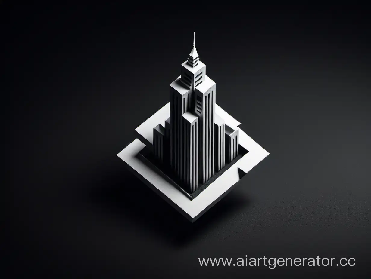 Sleek-ThreeDimensional-FORMA-Skyscraper-Logo-in-Monochrome