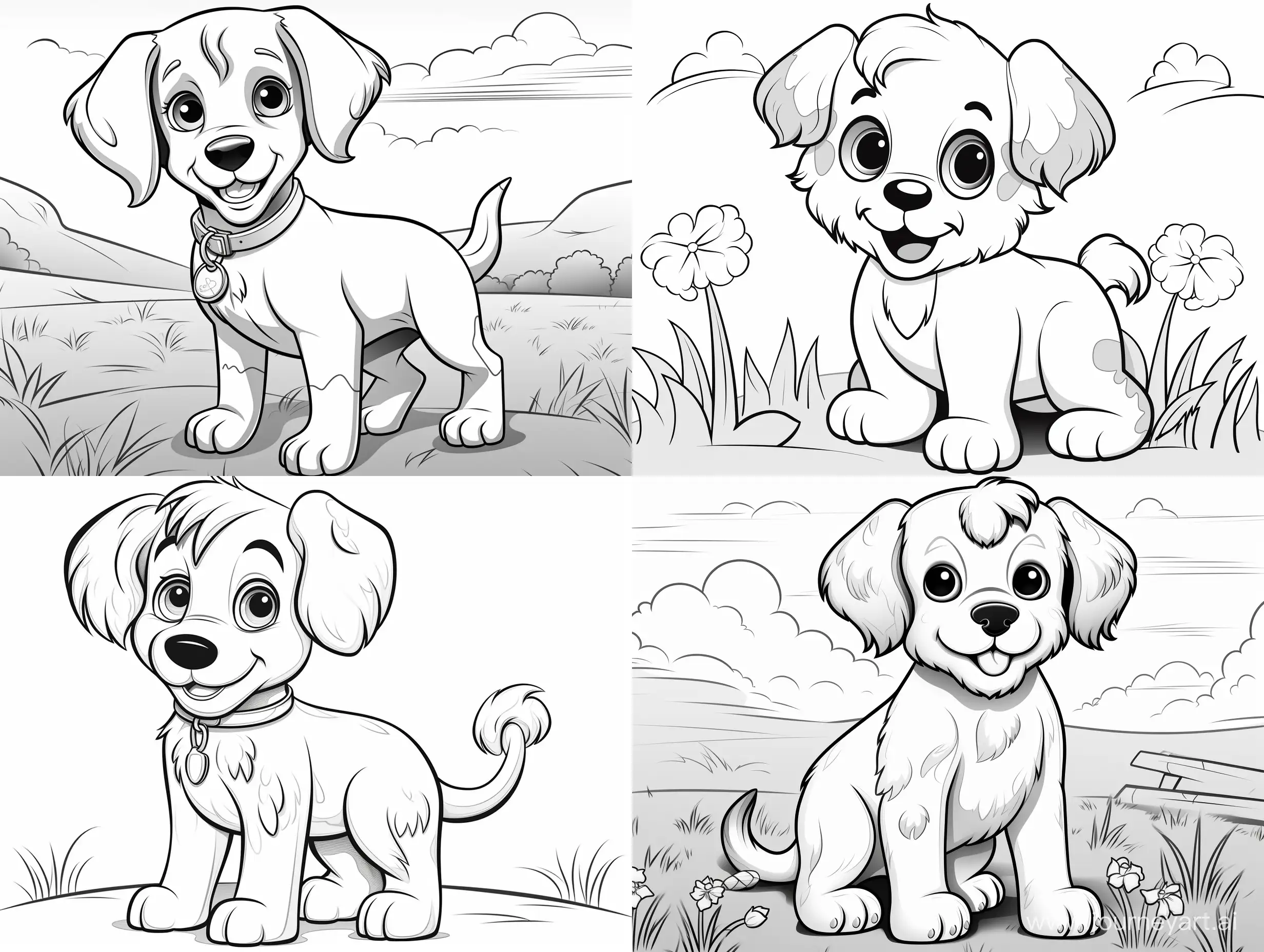 
Black and white contour dog
cartoon for couloring for kids age 1-4 cute