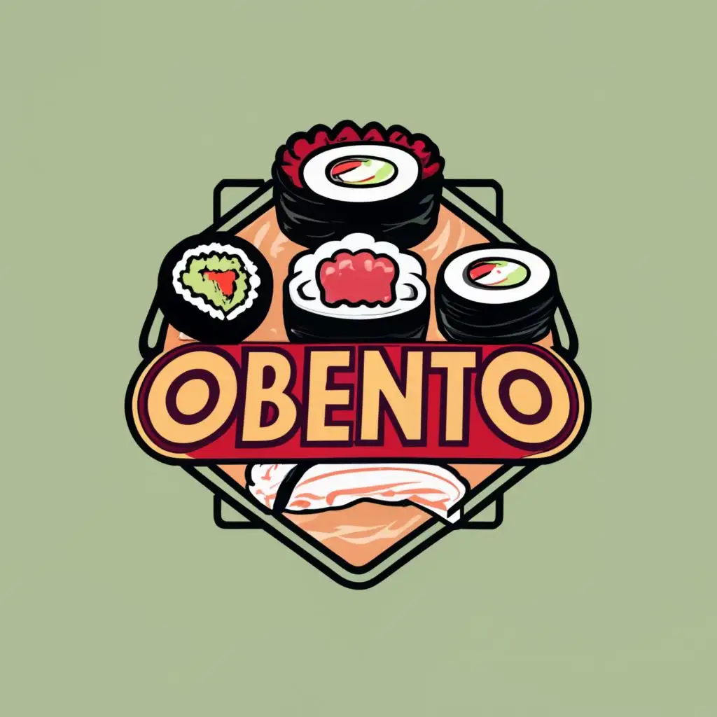 logo, Sushi Japan bento sumo, with the text "OBENTO", typography, be used in Restaurant industry