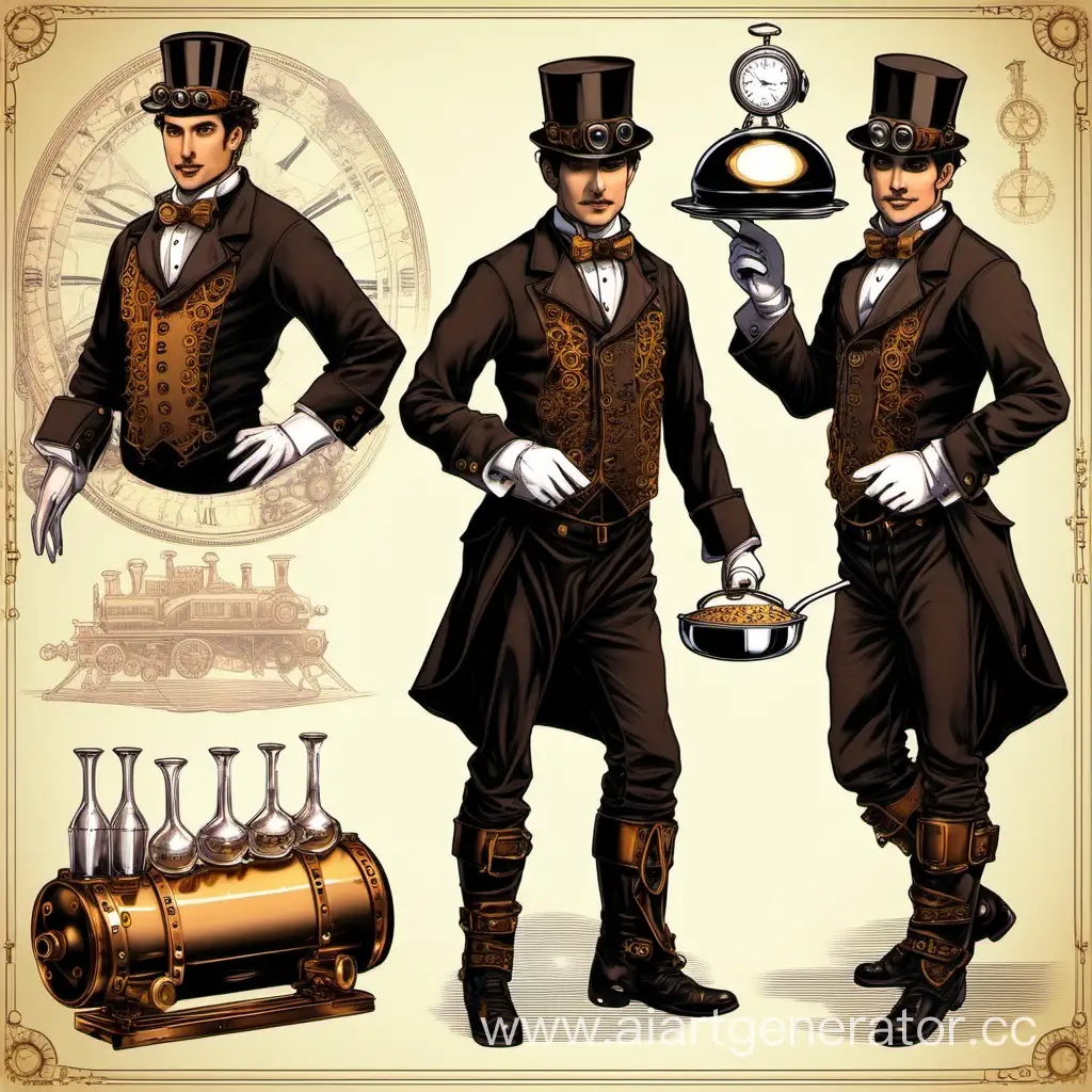 Steampunk-Waiter-Serving-in-19th-Century-Style