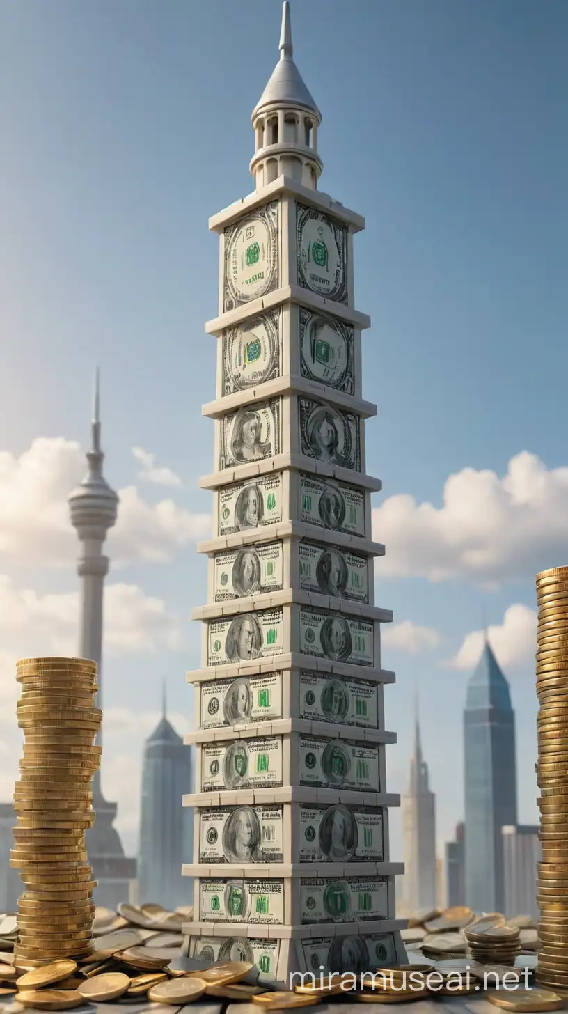 "LEGO Tower: Of payments with dollars signs dollars and coins Responsibility, Payments."