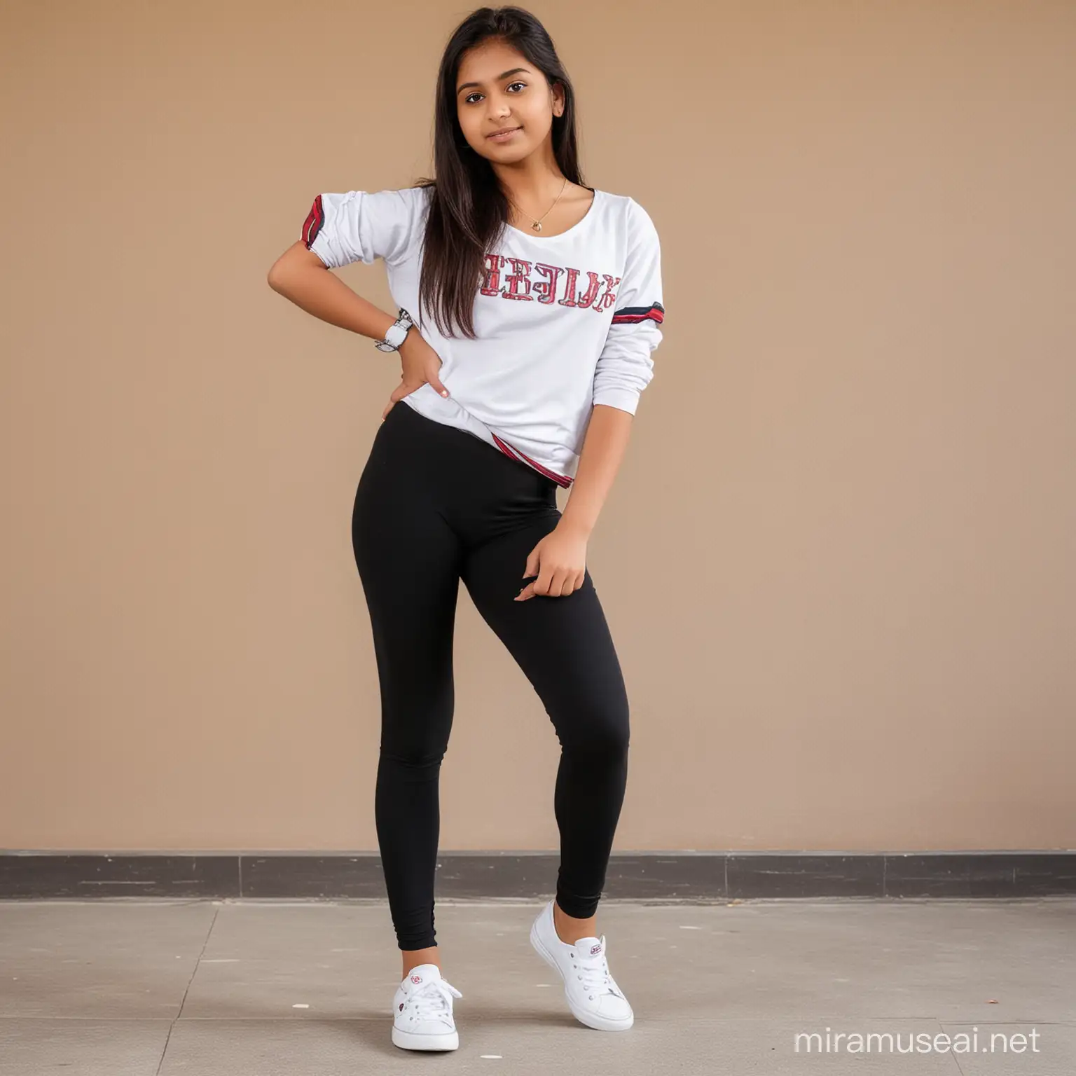 Stylish Teenage Indian Schoolgirl in leggings

