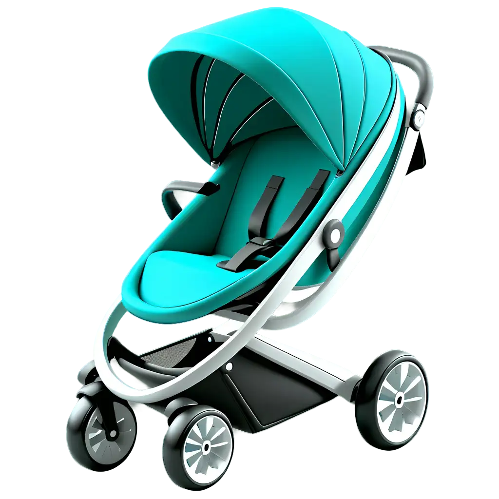 baby stroller, beautiful, smooth line, unique, future design, C4D Rendering