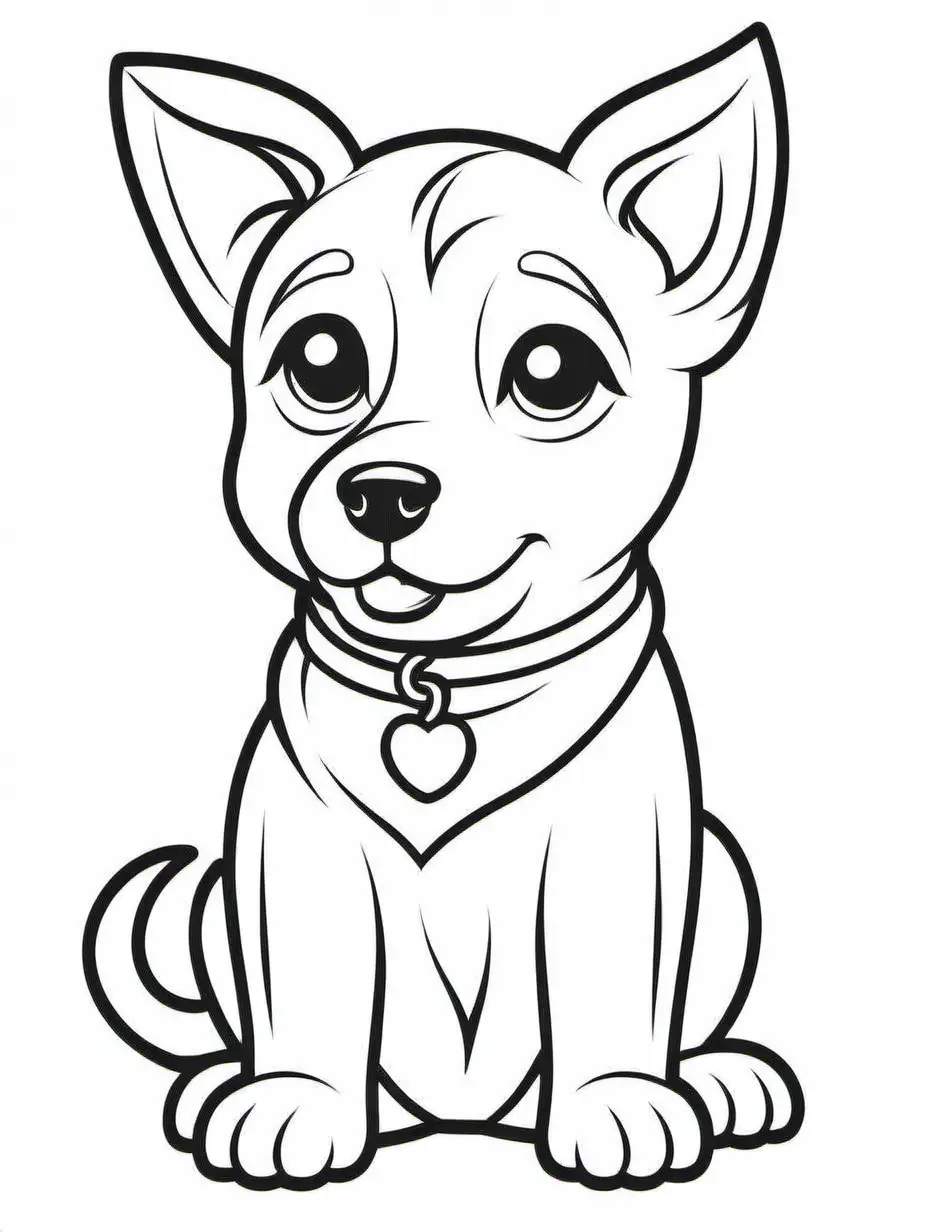 Adorable Simplistic Dog Coloring Page Line Art on White Background