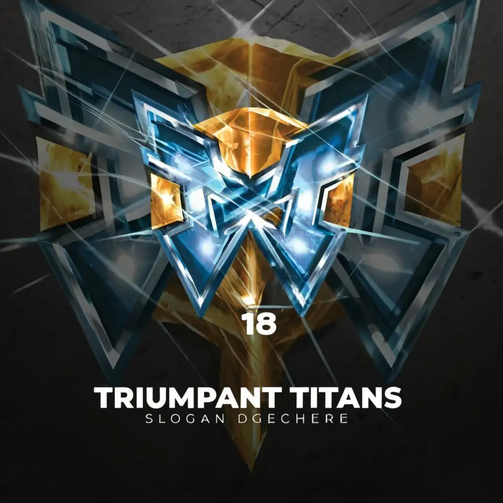 a logo design,with the text 'Triumphant Titans 18', main symbol:Triumphant Titans 18,complex,be used in Technology industry,clear background