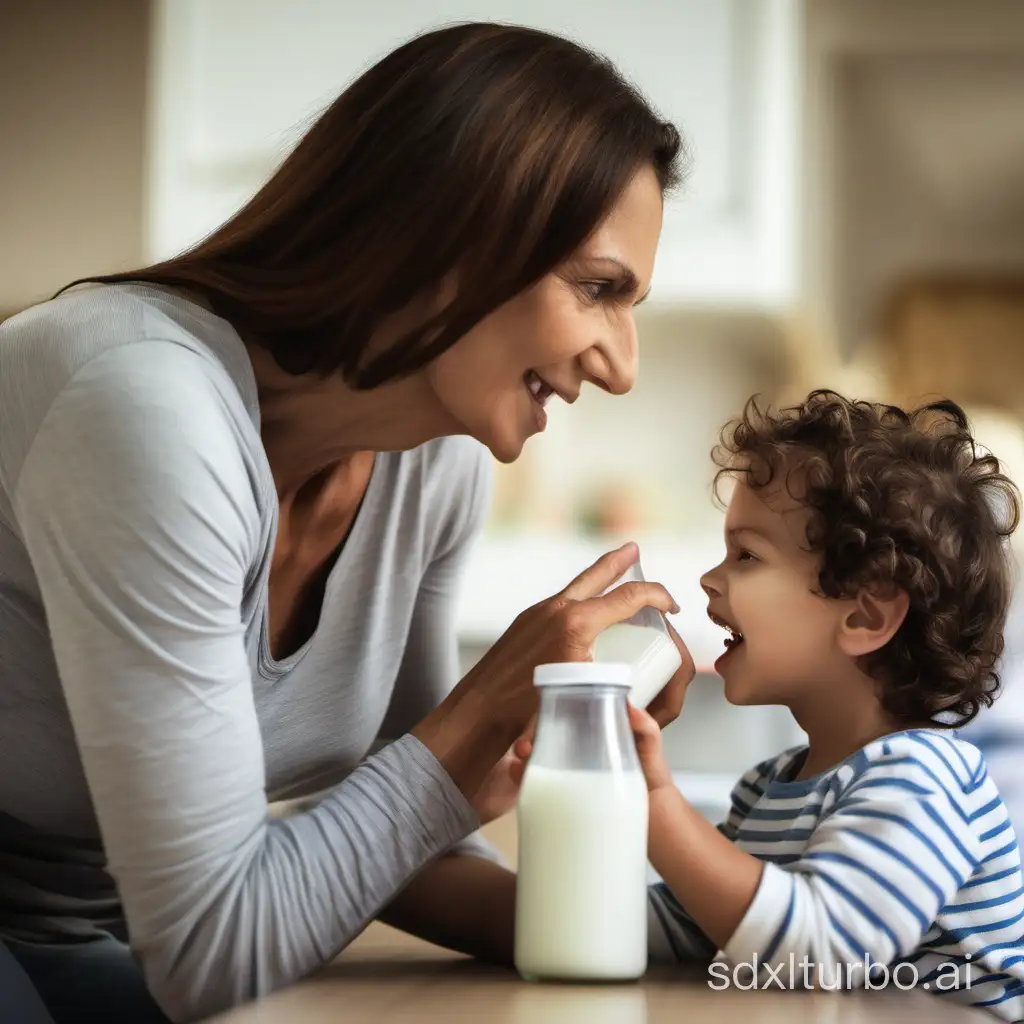 child asking for milk from mother