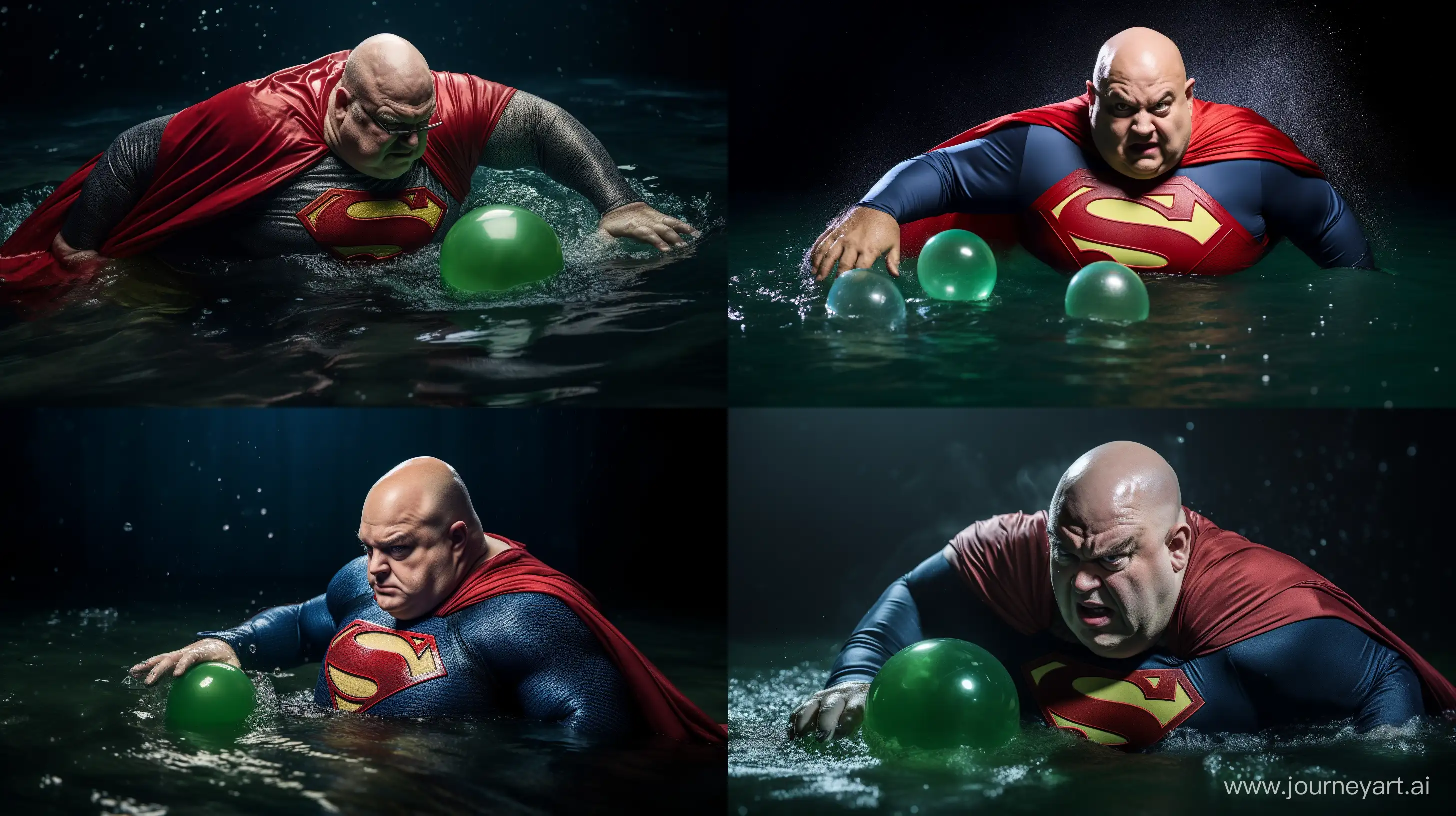 Elderly-Supermans-Playful-Pool-Escape-with-Green-Ball