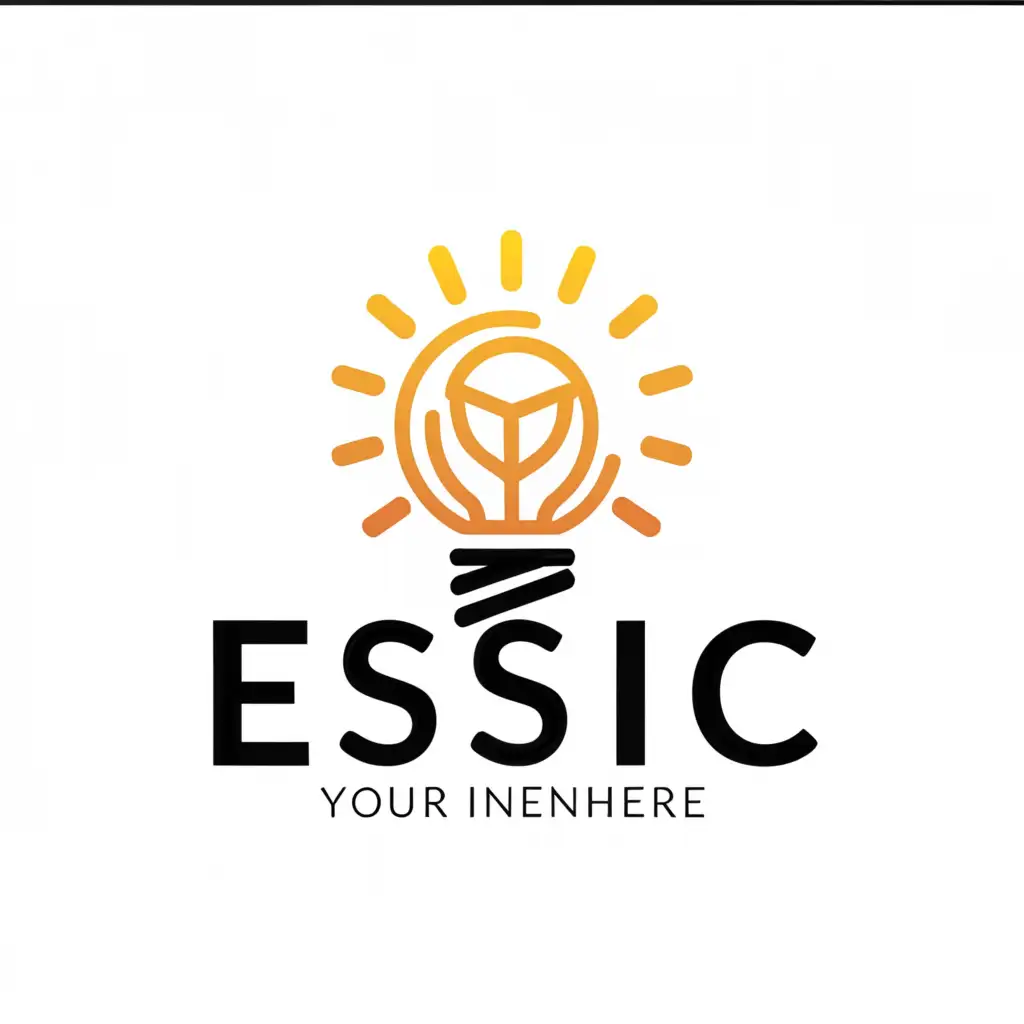 a logo design, with the text 'ESIC', main symbol: light bulb, Moderate, clear background, white text