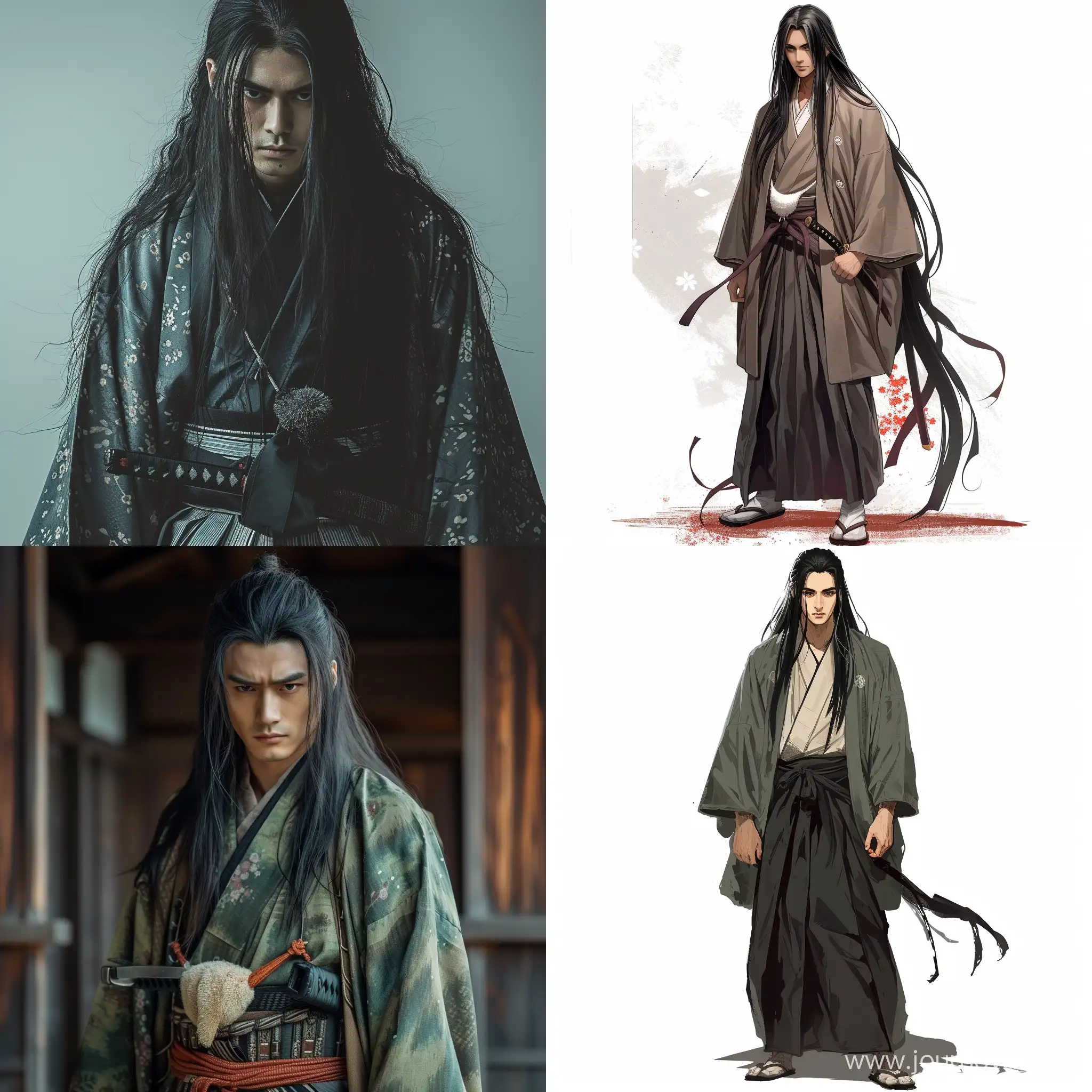 Majestic-Japanese-Warrior-with-Long-Black-Hair-in-Traditional-Attire