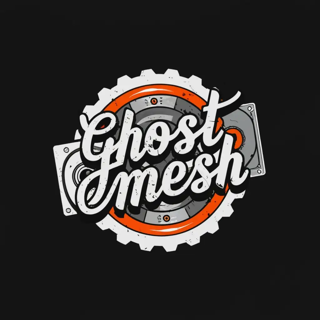 a logo design,with the text 'Gh0stmesh', main symbol:oldschool, hip-hop, vinyl, tape,Moderate,clear background