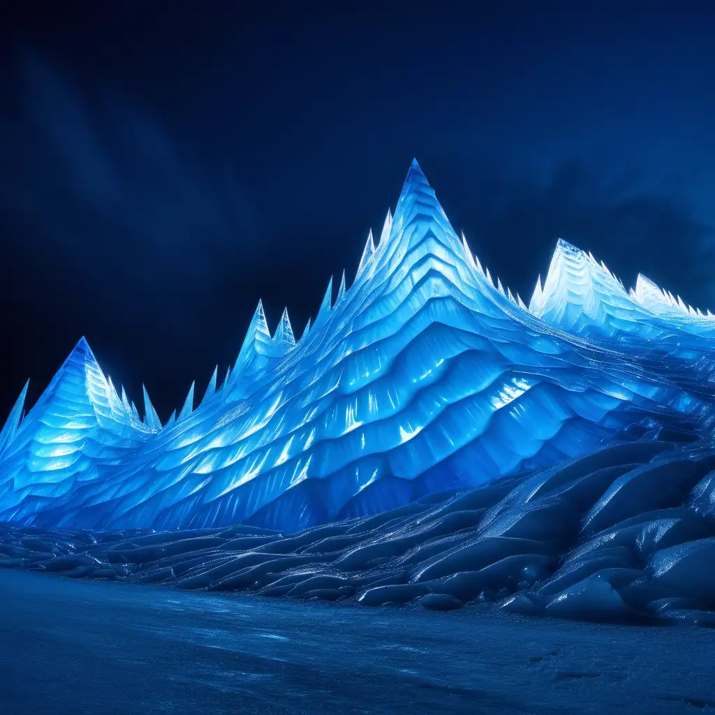 Majestic Ice Mountains under Ethereal Blue Sky