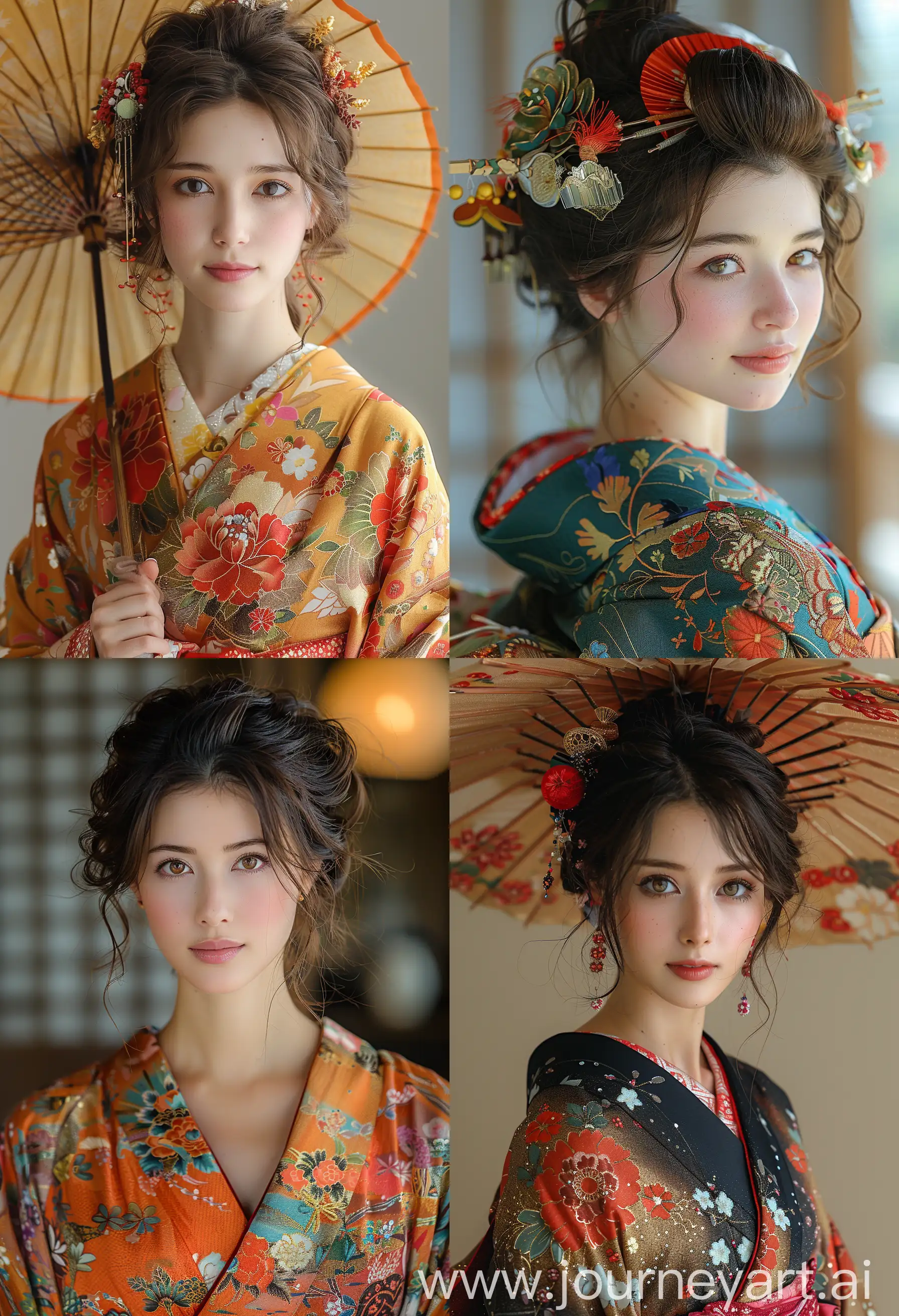 Elegant-Japanese-Women-in-Traditional-Kimonos