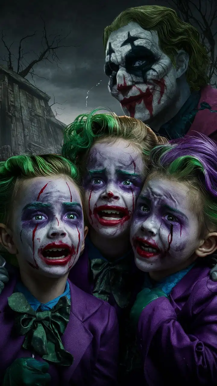 Emotional Portrait of the Jokers Family with Tears