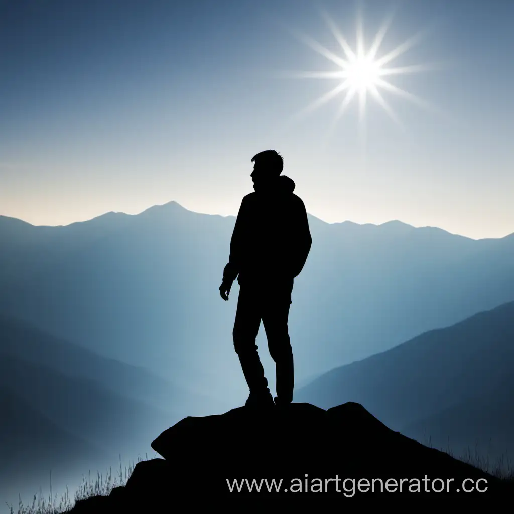 Man-Silhouetted-Against-Serene-Mountain-Landscape