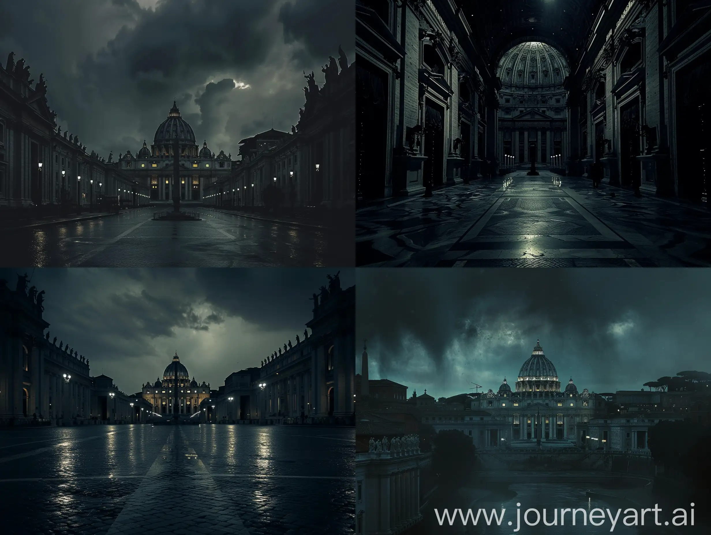 Eerie-Night-at-Vatican-St-Peters-Basilica-in-a-Dark-and-Scary-Mood