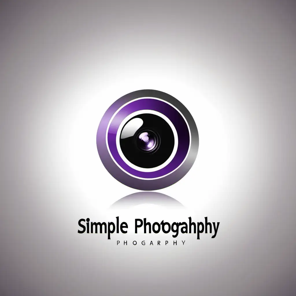 simple photography logo for website, black white purple grey. world