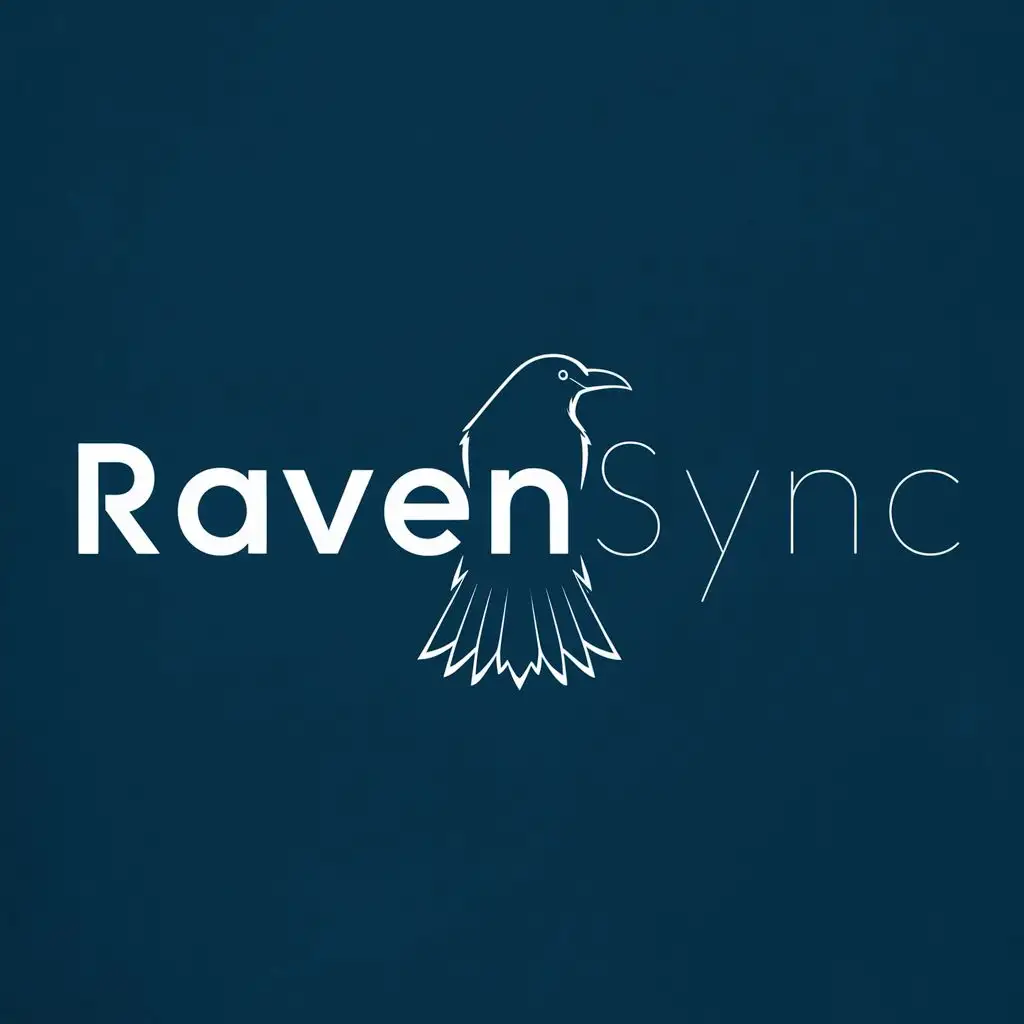 logo, Raven, with the text "RavenSync", typography, be used in Technology industry