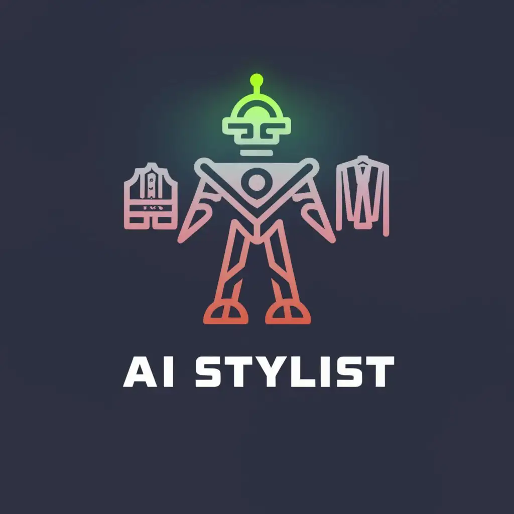 a logo design,with the text "AI STYLIST", main symbol:robot holding clothing in both hands,complex,be used in Retail industry,clear background