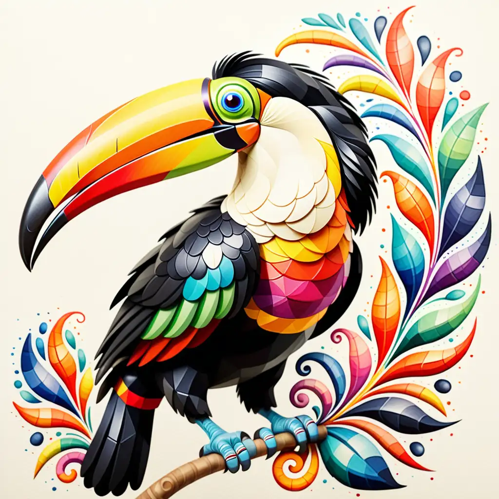 A toucan abstract alebrije style  in water color 