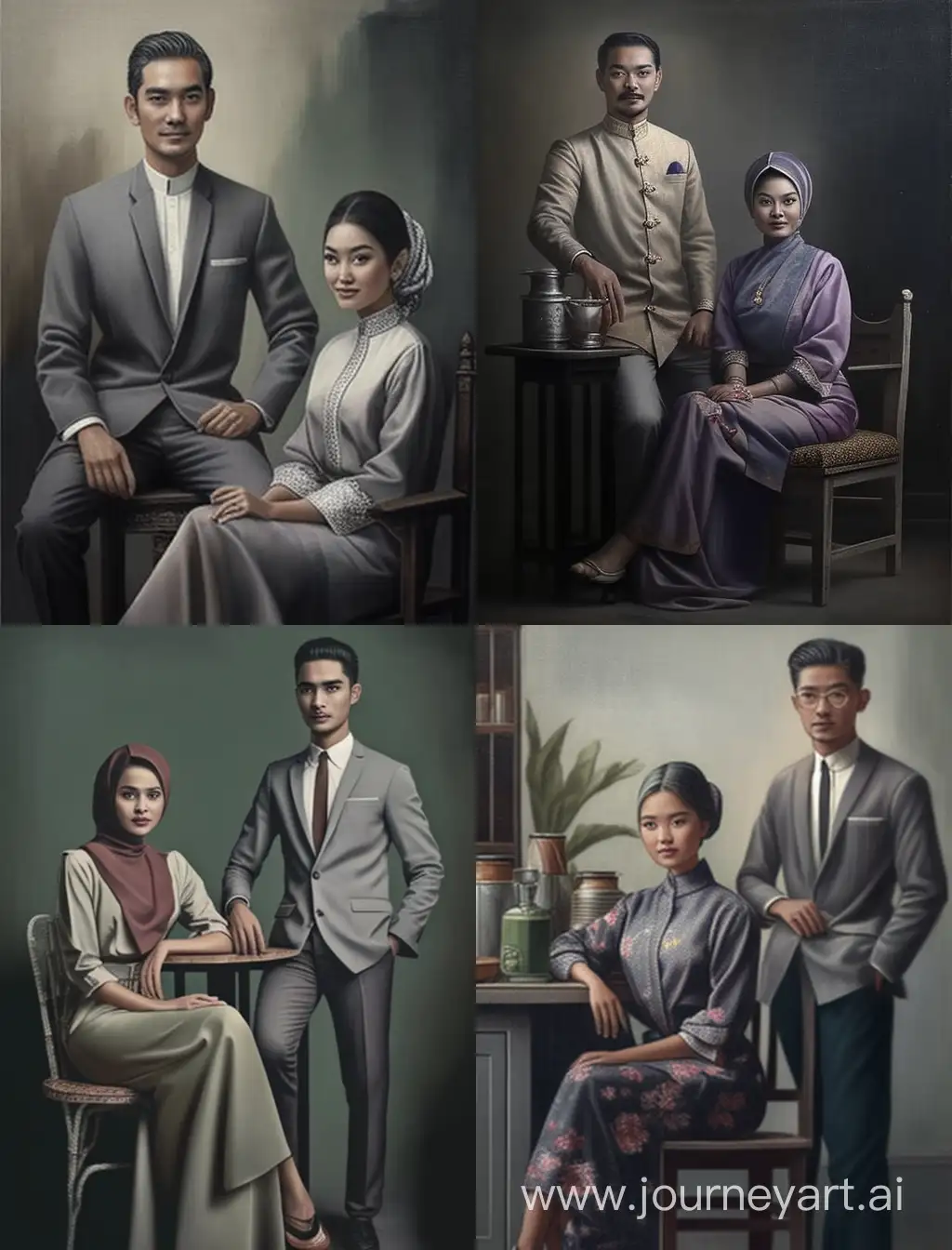 Elegant-Malaysian-Couple-in-Traditional-Attire-Graceful-Baju-Melayu-and-Baju-Kurung-Duo