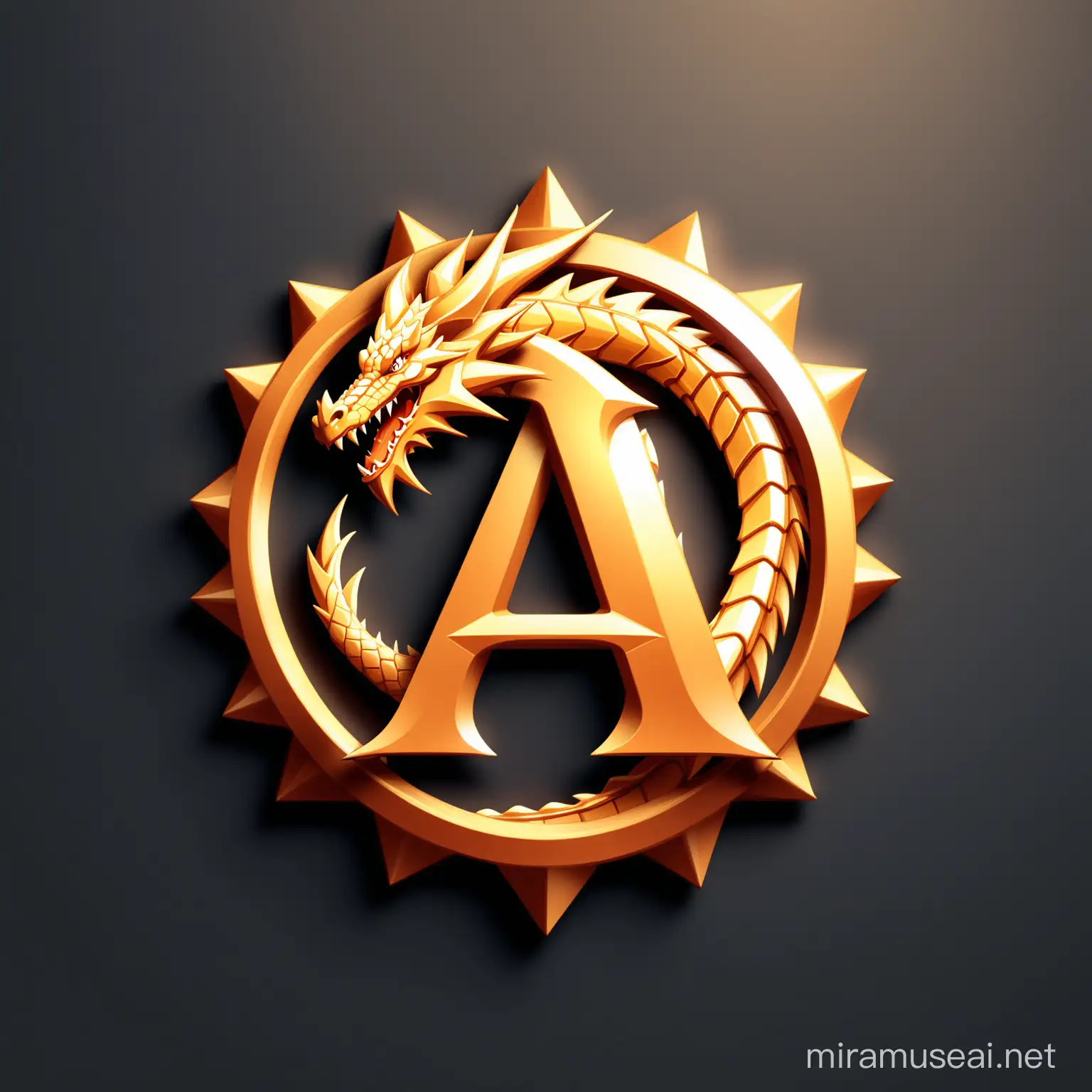 Logo "A" icon design dragon 3D