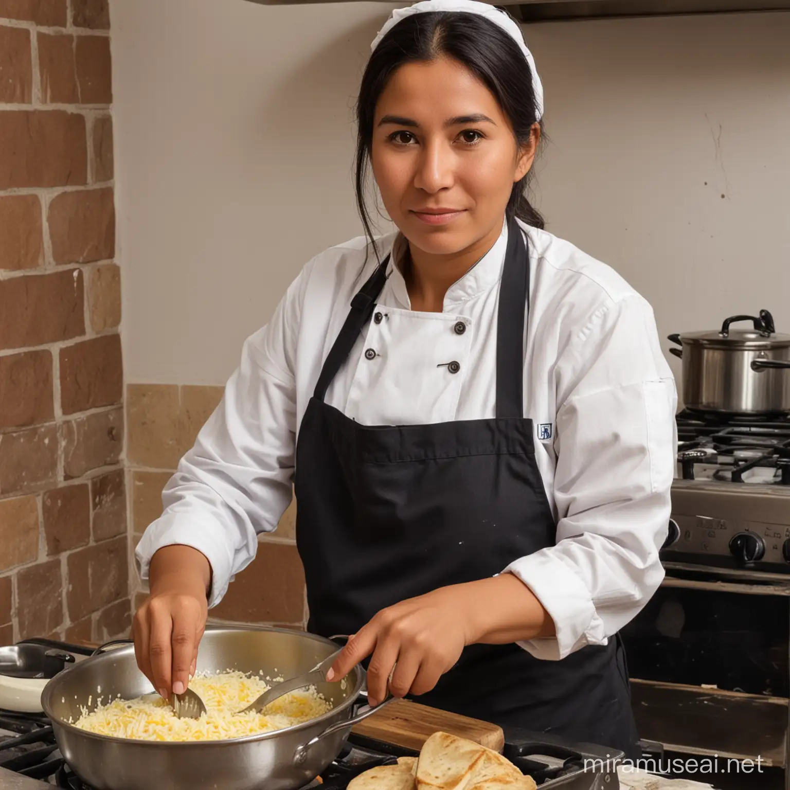 Mujer profesional de Arequipa de edad entre 30 años, cocina regularmente ya que trabaja, debe ser una imagen real